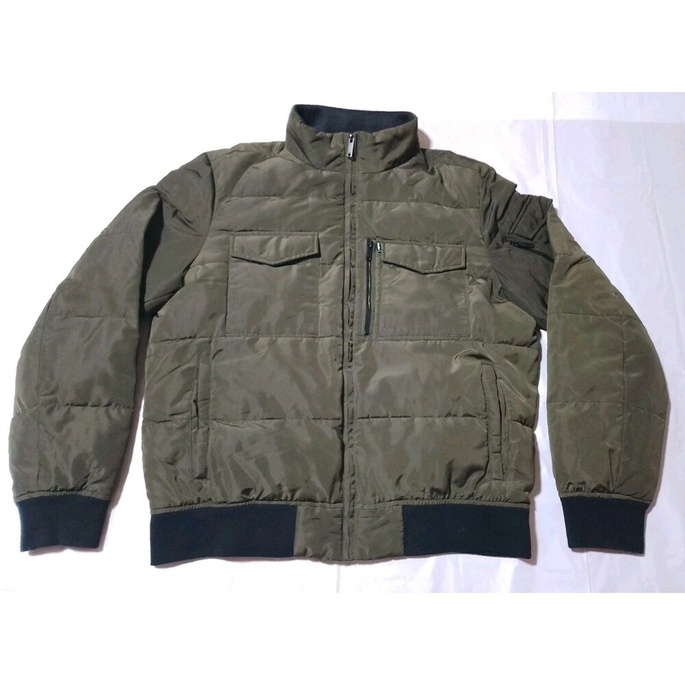 DKNY Olive Green Quilted Puffer Jacket